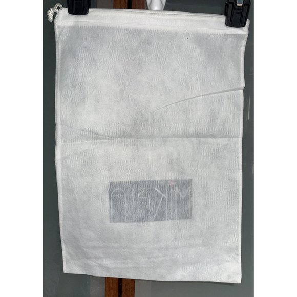 Mikala Logo White Drawstring Cotton Dustbag Sandal Heel Flats Shoe Cover 10.5x15 - Picture 3 of 3
